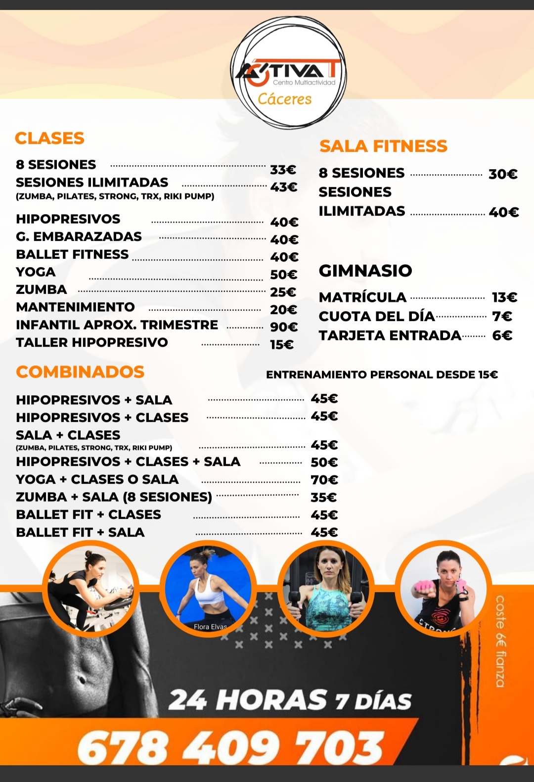 Tarifas de Gimnasio ActivaT en Cáceres